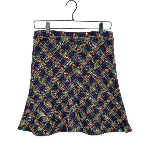 Zara Woman Medium Skirt Tweed Plaid A-line Flared Skirt Bright Colorful Preppy - Picture 1 of 5